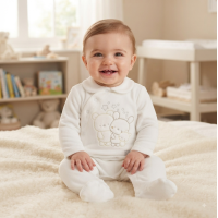 N14636: Baby Unisex Embossed Velour All In One (0-9 Months)